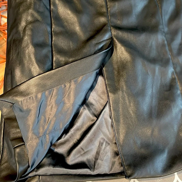 7 For All Mankind Black Vegan Leather Strapless Dress size small - Picture 3 of 7